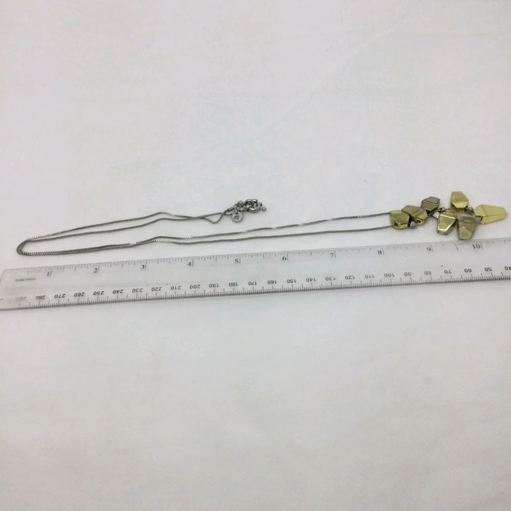 Madewell Two-Tone Geometric Charm Long Chain Necklace 32" - Picture 5 of 5